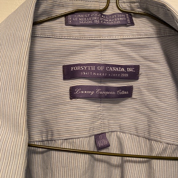 Blue and White Striped Dress Shirt - 17” Neck - Picture 3 of 4